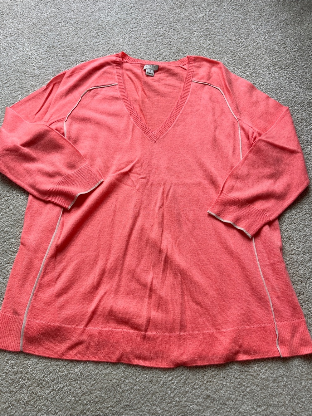 J Crew V Neck Sweater with Piping